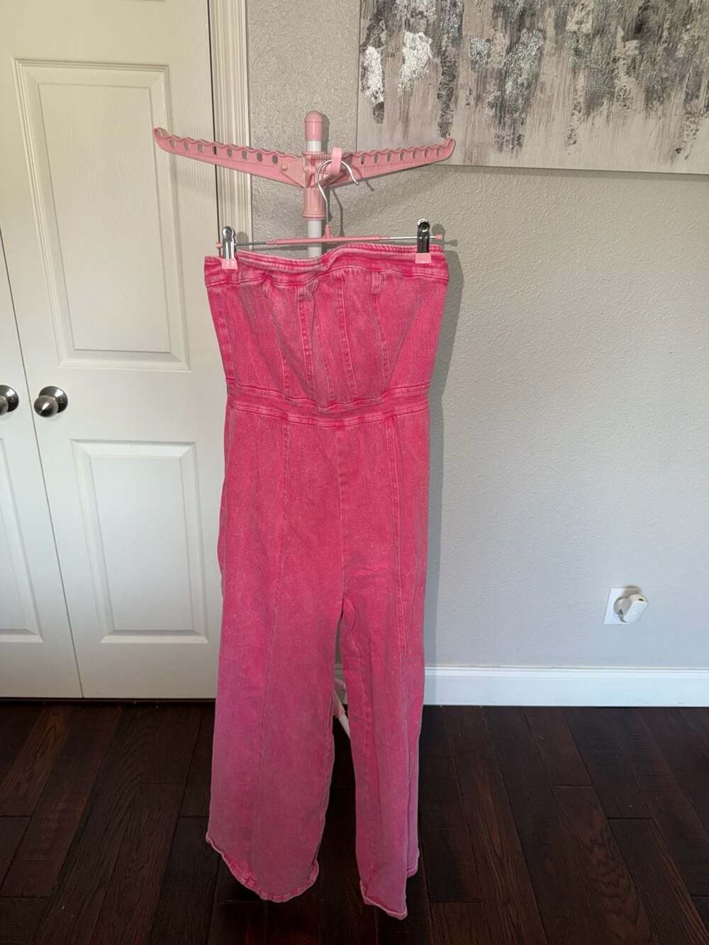 VICI Trendsetter Denim Jumpsuit in Hot Pink
